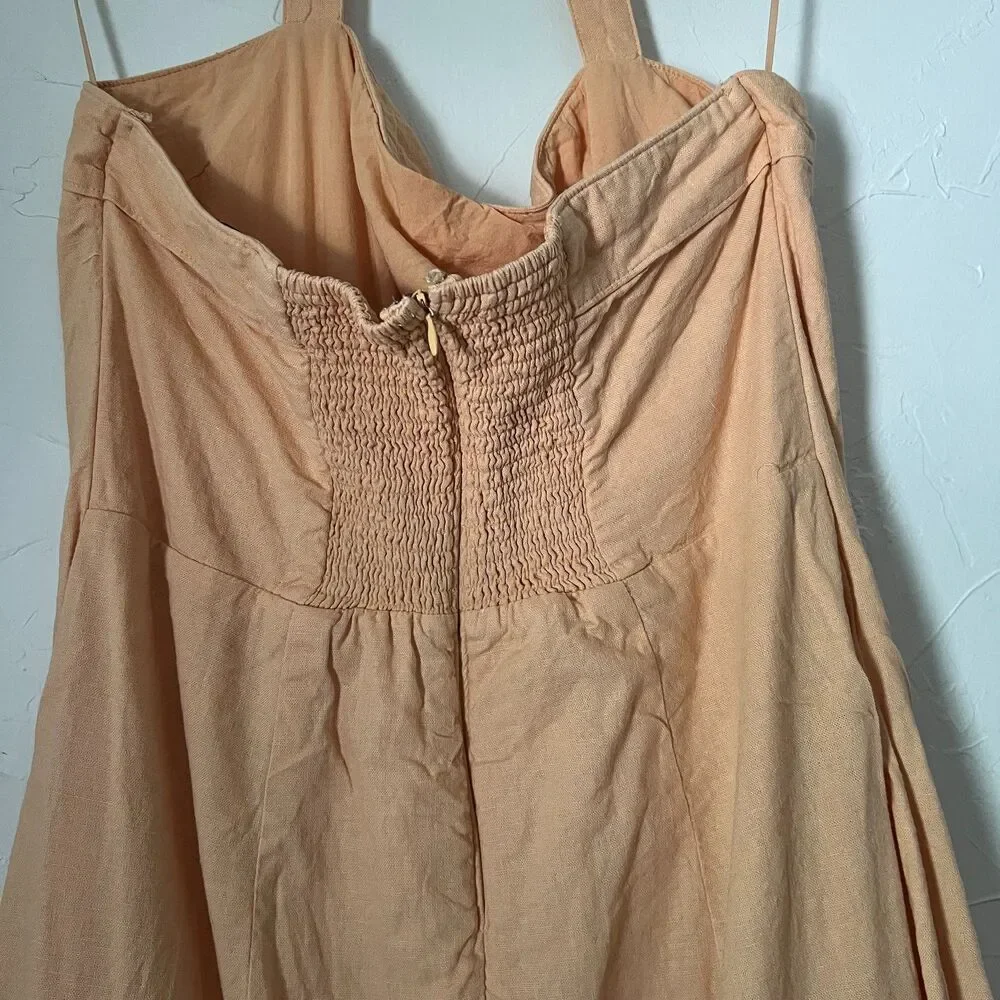 Abercrombie & Fitch Orange Halter Mini Dress Linen‎ Blend Summer Vacation Sz XLT